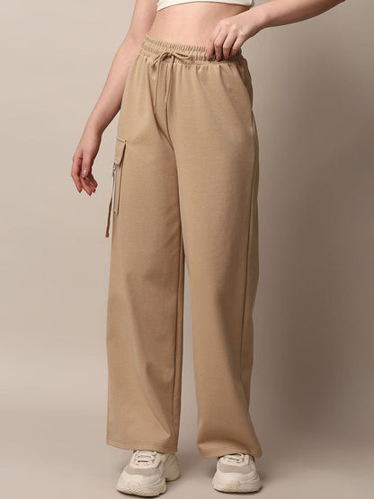 Cotton Blend Straight Fit Trouser for Women