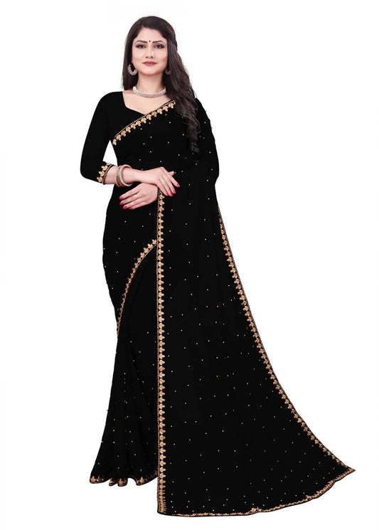 Lycra Blend Solid Saree for Women