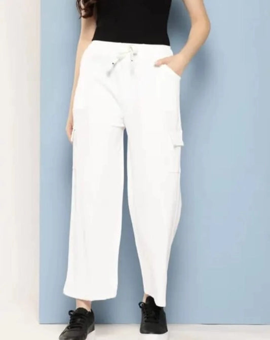 Cotton Blend Straight Fit Trouser for Women