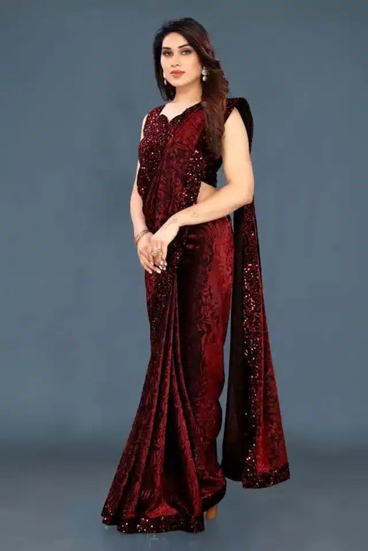 Lycra Sequence Saree for Women