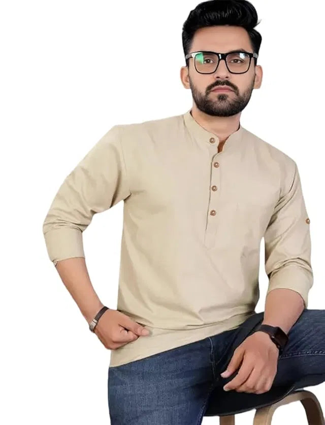 Men's Slim Fit Full Sleeve Cotton Short Kurta